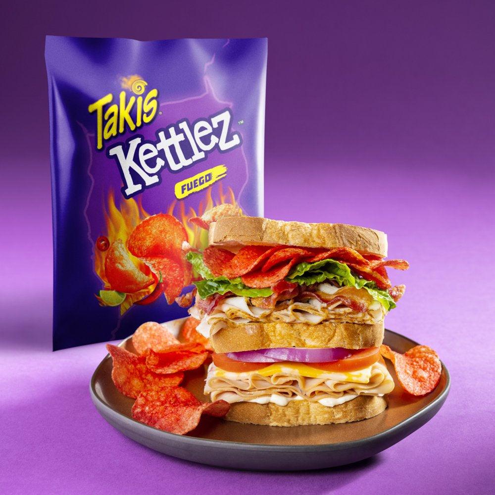 Takis Fuego Kettlez 8 Oz Bag, Hot Chili Pepper & Lime Flavored Spicy Kettle-Cooked Potato Chips