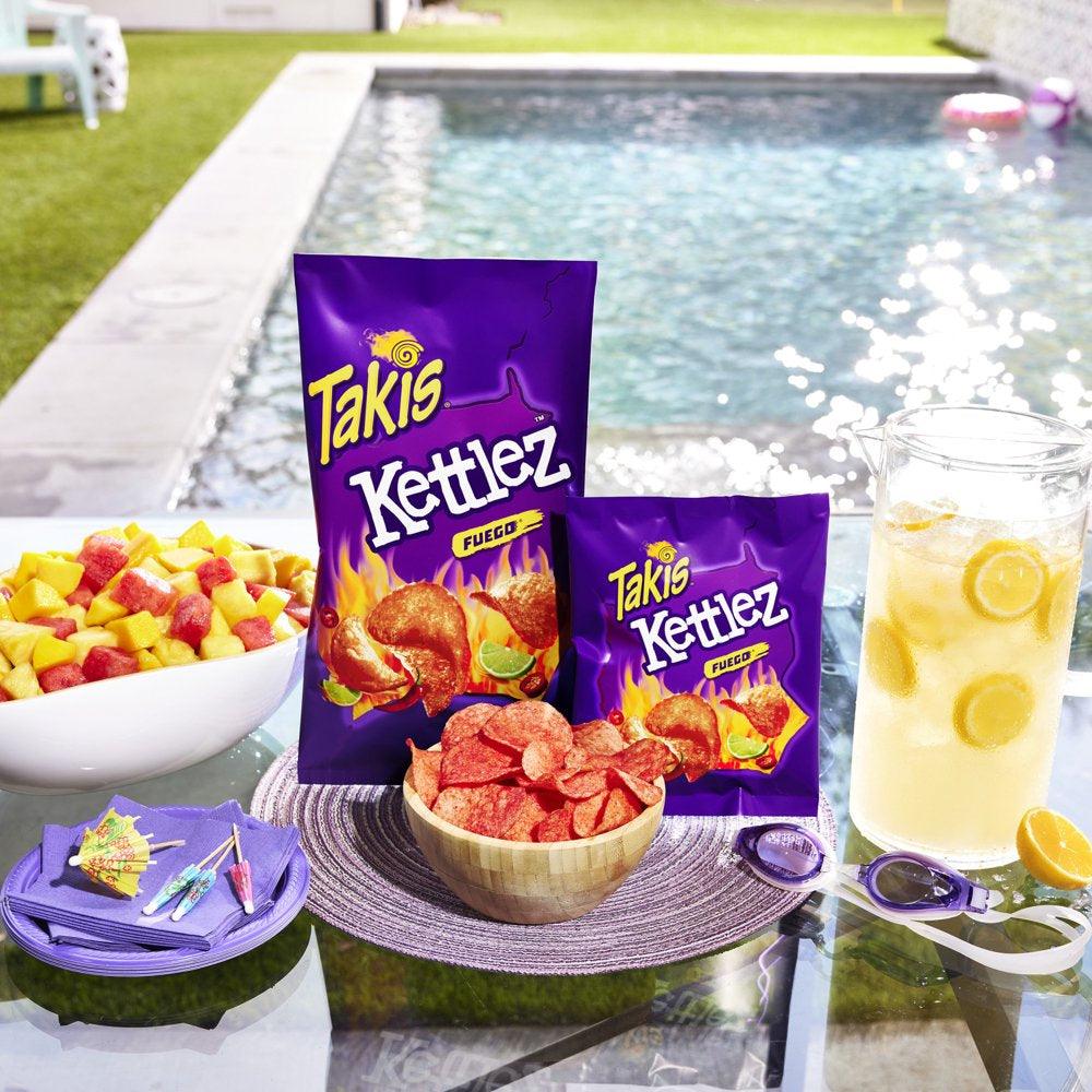 Takis Fuego Kettlez 8 Oz Bag, Hot Chili Pepper & Lime Flavored Spicy Kettle-Cooked Potato Chips