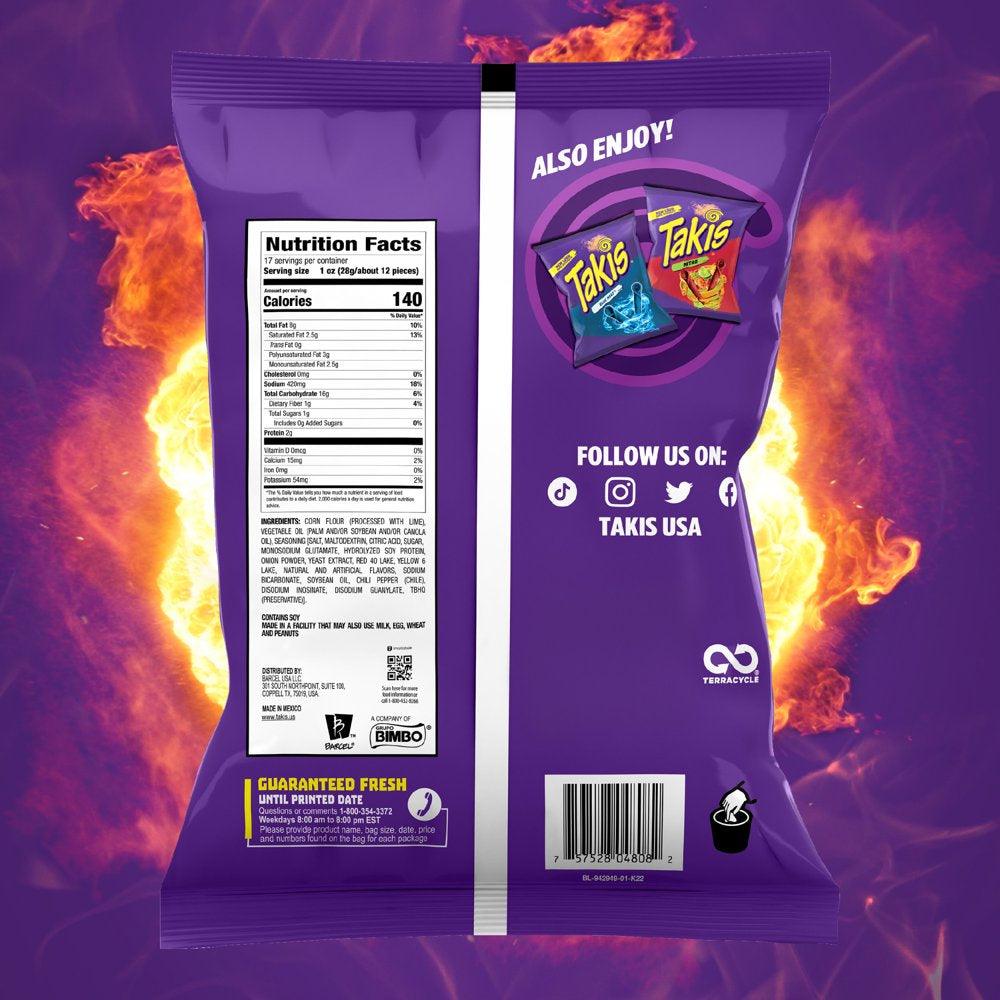 Takis Fuego Rolls 17 Oz Bag, Hot Chili Pepper & Lime Flavored Spicy Tortilla Chips