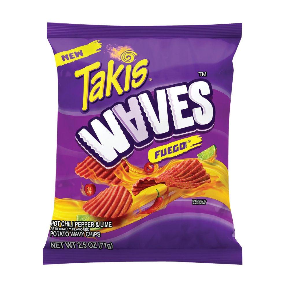 Takis Fuego Waves 2.5 Oz Bag, Hot Chili Pepper & Lime Flavored Spicy Wavy Potato Chips