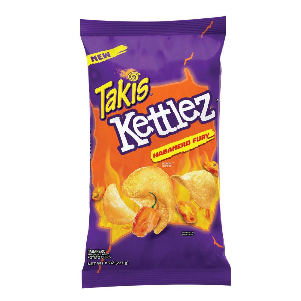 Takis Habanero Fury Kettlez 8 Oz Bag, Habanero Flavored Spicy Kettle-Cooked Potato Chips