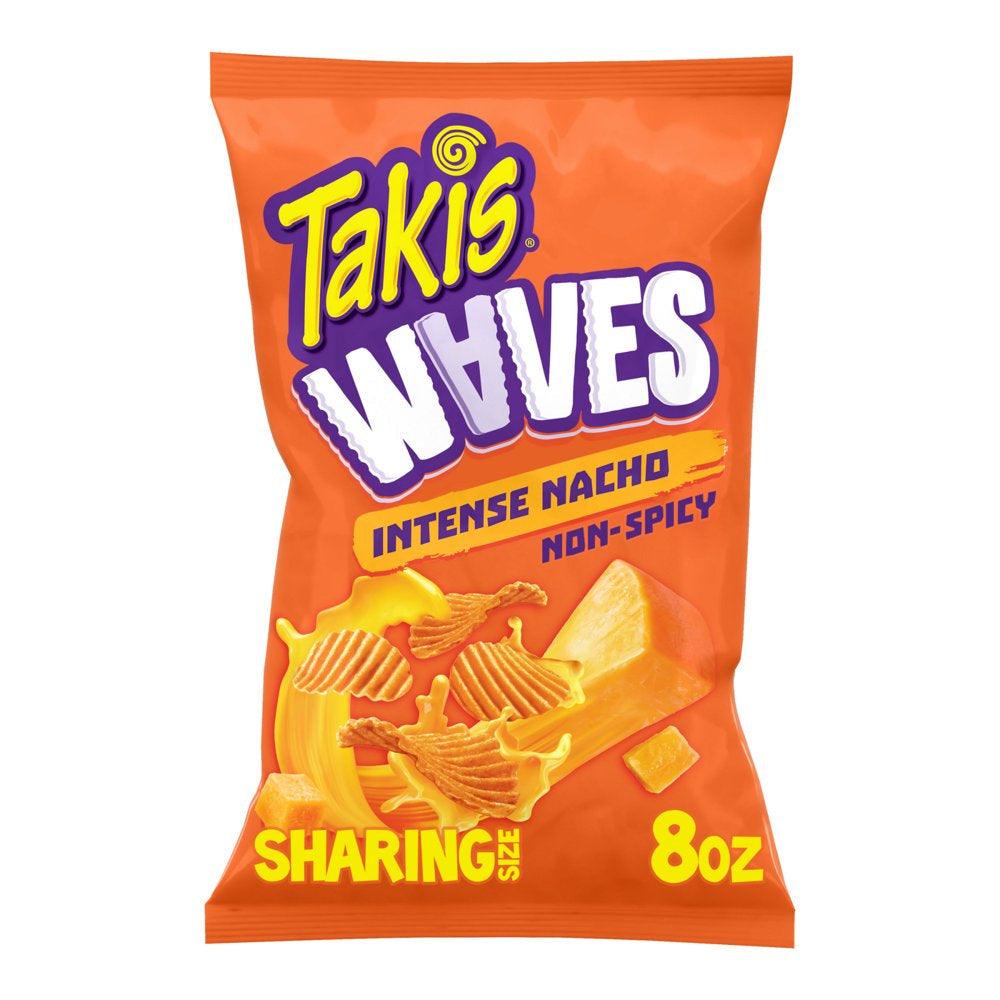 Takis Intense Nacho Waves 8 Oz Bag, Nacho Cheese Flavored Cheesy Wavy Potato Chips