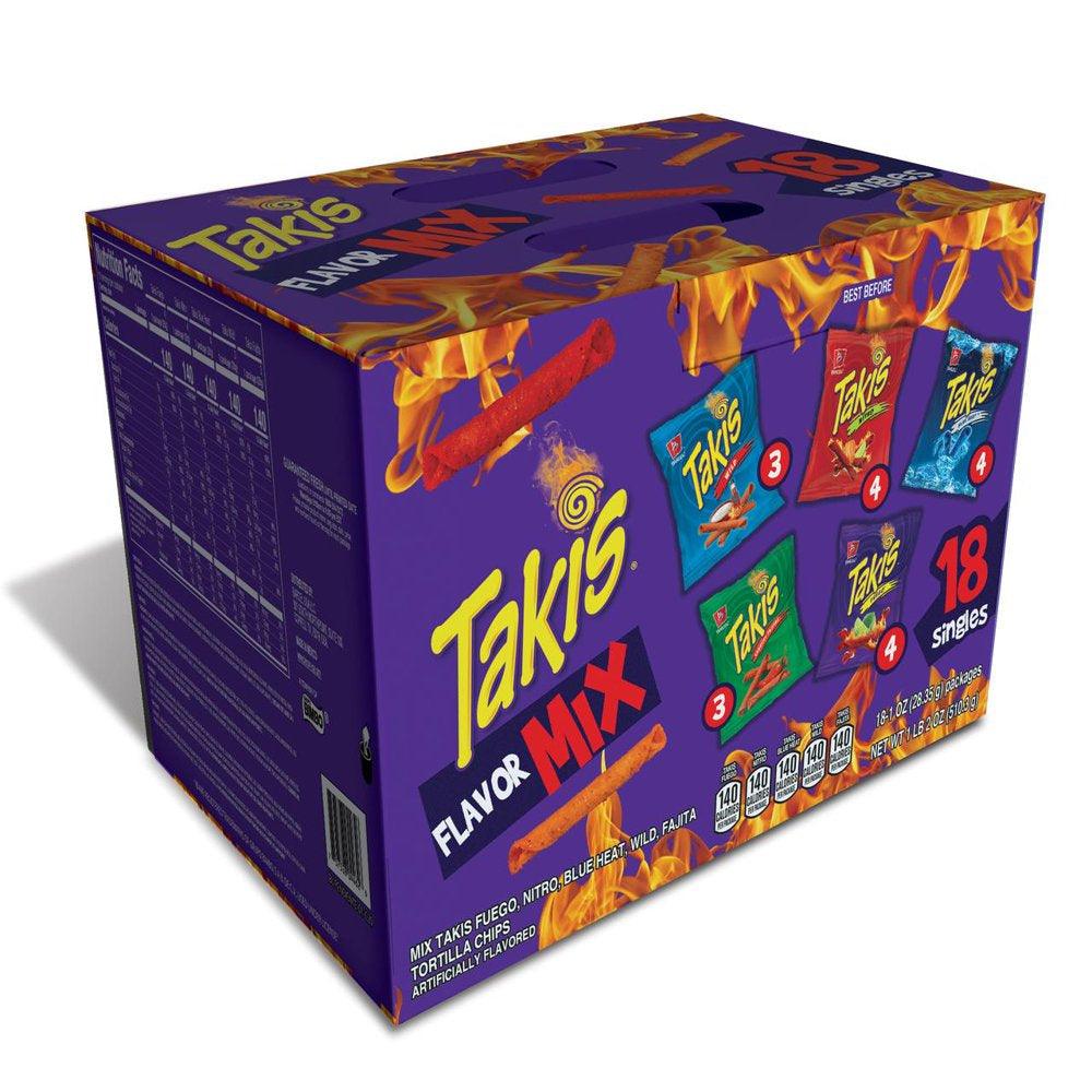 TAKIS Rolled Flavor Mix Tortilla Chips Variety Pack of 18 Ct