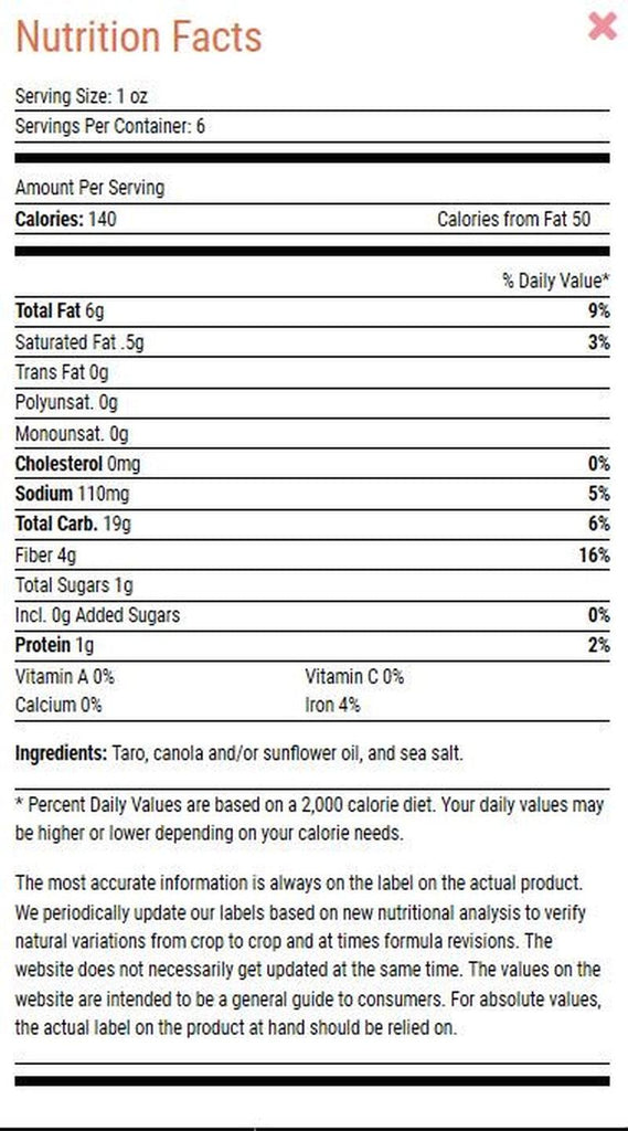 Terra Taro Chips, 6 Oz (Pack of 12)