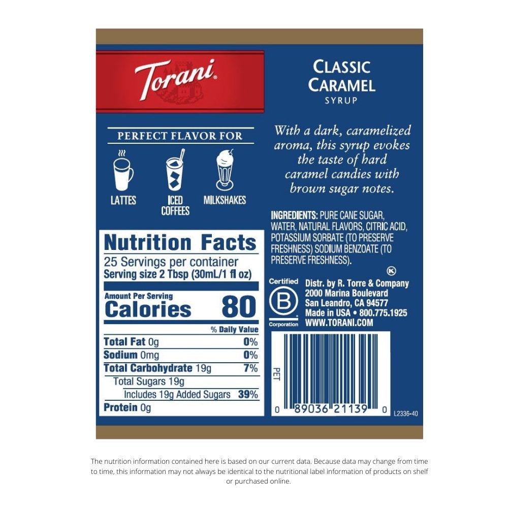 Torani Classic Caramel Flavoring Syrup, Coffee Flavoring, Drink Mix, 25.4 Oz