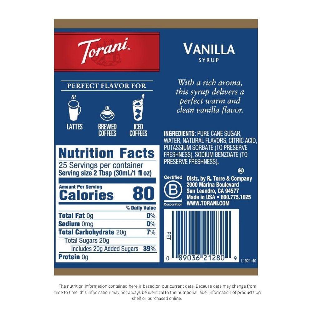 Torani Vanilla Flavoring Syrup, Coffee Flavoring, Drink Mix, 25.4 Oz