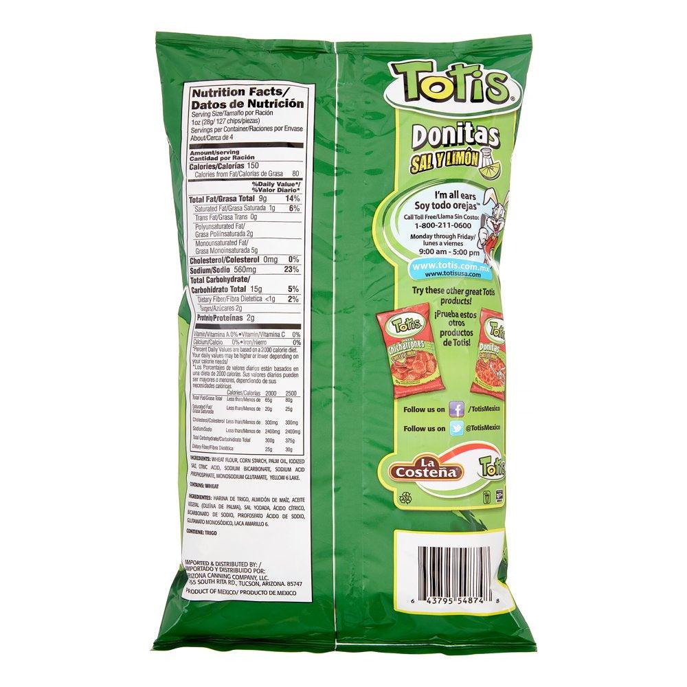 Tortilla Chips DONITAS SAL Y LIMON, 3.88 Oz