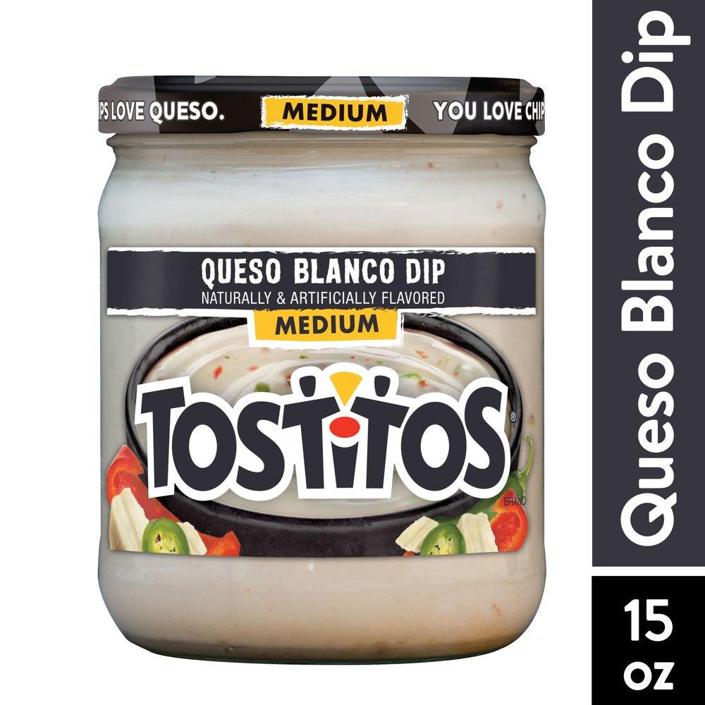 Tostitos Medium Queso Blanco Dip, Naturally and Artificially Flavored, 15 Oz Jar