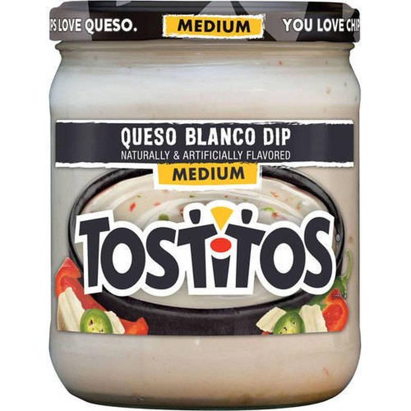 Tostitos Medium Queso Blanco Dip, Naturally and Artificially Flavored, 15 Oz Jar