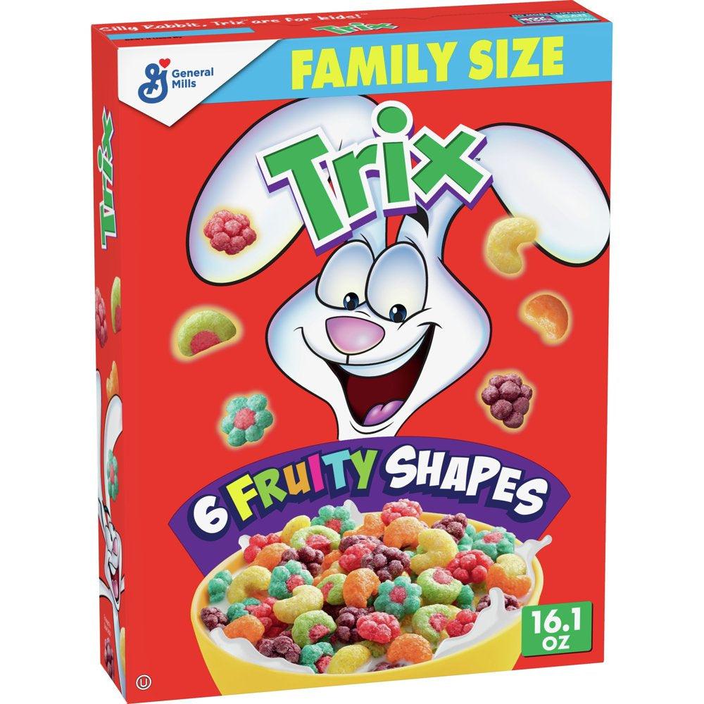 Trix Fruity Breakfast Cereal, 6 Fruity Shapes, Whole Grain, Family Size, 16.1 OZÂ