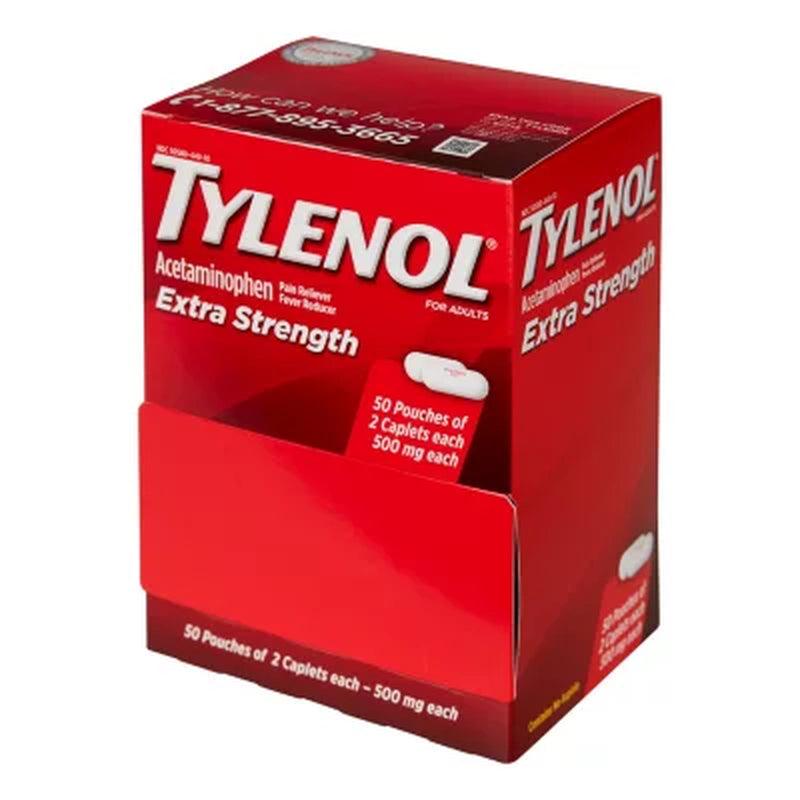 Tylenol Extra Strength Caplets, 500Mg (50 Ct., 2 Pk.)