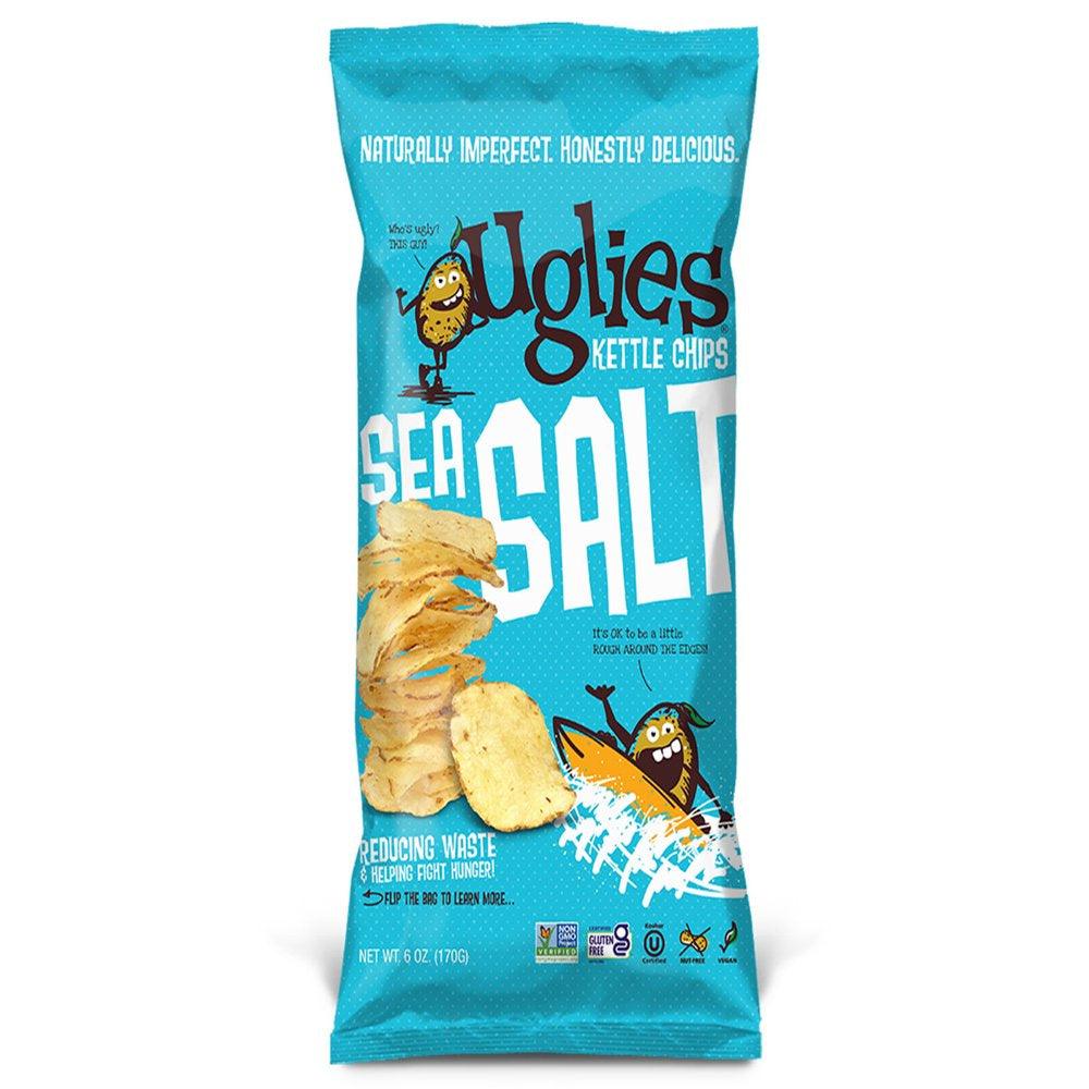 UGLIES Sea Salt Kettle Cooked Potato Chips, Gluten Free Non-Gmo, 4-Pack 6 Oz. Bags