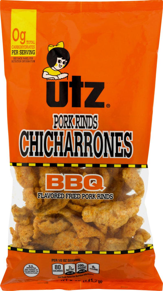 Utz Fried Pork Rinds Chicharrones (BBQ, 6-5 Oz. Bags)