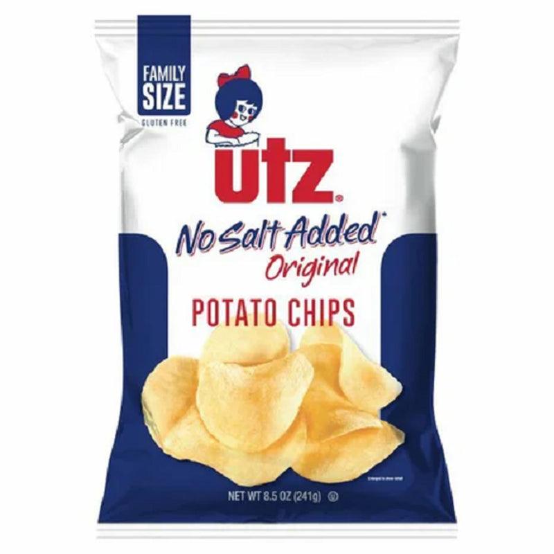 Utz No Salt Added Original Potato Chips, 3-Pack 8.5 Oz. Family Size Bags