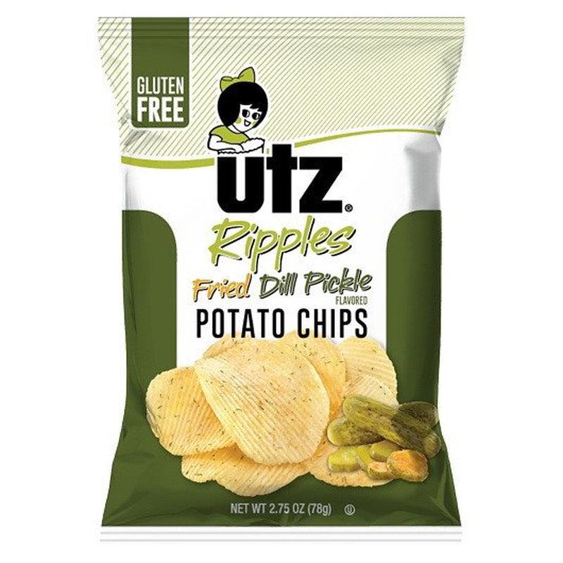 UTZ Ripples Fried Dill Pickle Flavored Potato Chips, Personal Size 2.75 Oz, Value Pack of 3