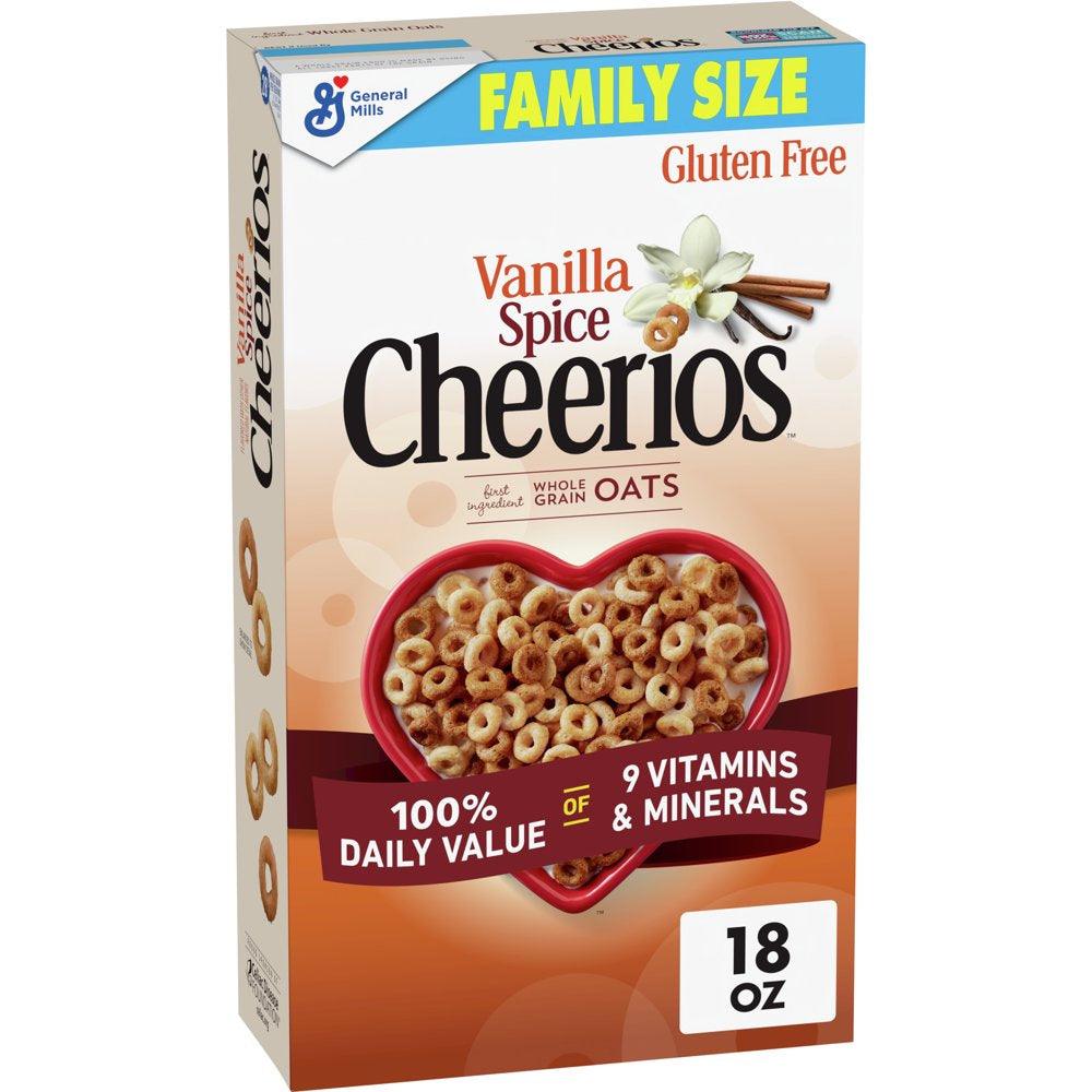 Vanilla Spice Cheerios Heart Healthy Cereal, Gluten Free, Family Size, 18 Oz