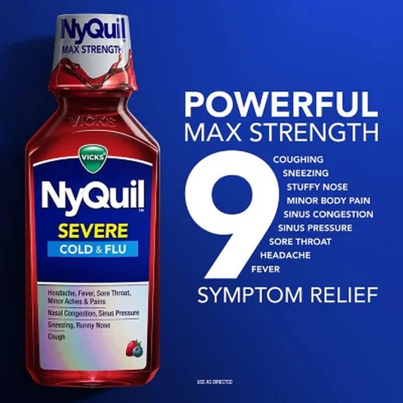 Vicks Dayquil and Nyquil SEVERE Cold & Flu Relief Liquid, Berry Flavor (3 Pk., 12 Fl.Oz./Bottle)