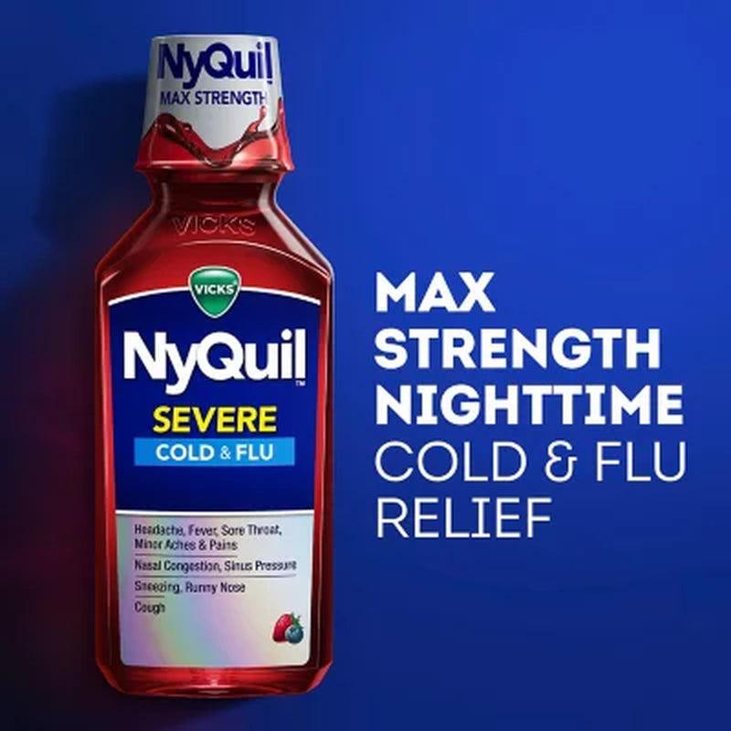 Vicks Dayquil and Nyquil SEVERE Cold & Flu Relief Liquid, Berry Flavor (3 Pk., 12 Fl.Oz./Bottle)