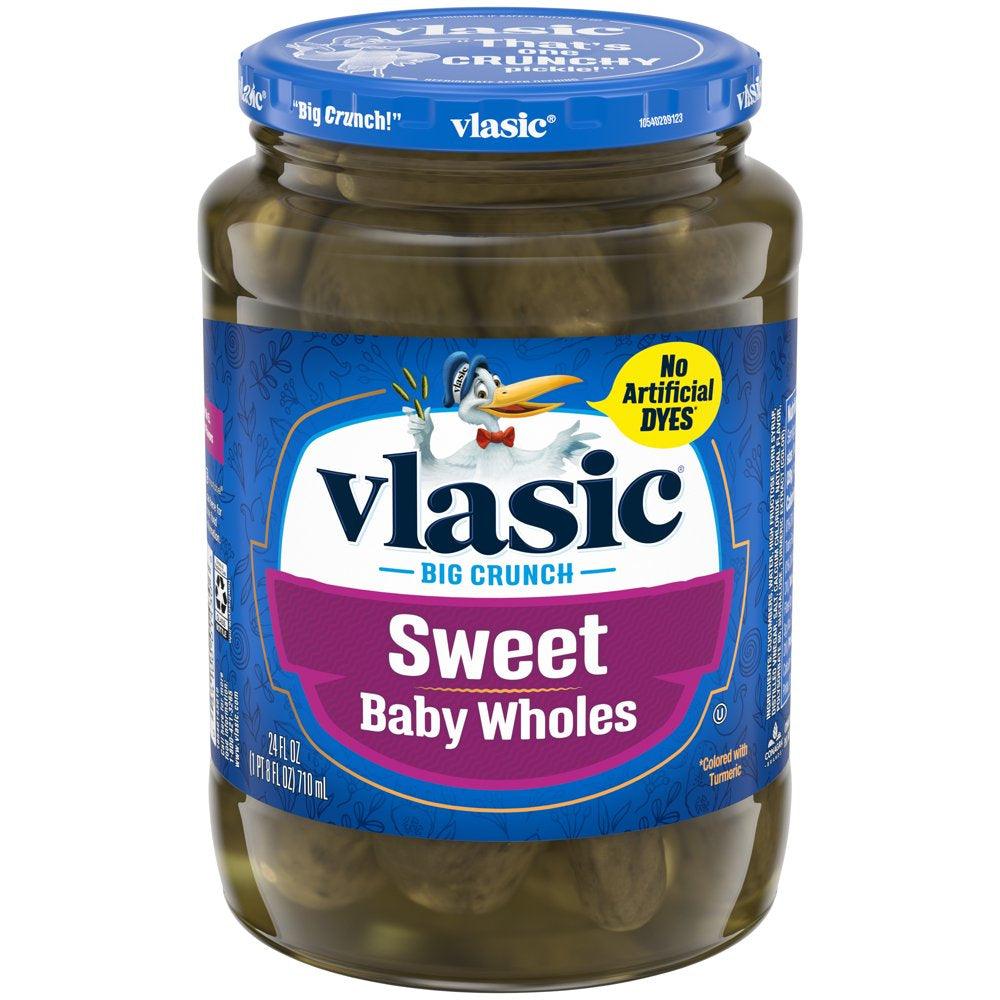 Vlasic Baby Sweet Whole Pickles, Sweet Pickles, 24 Oz Jar