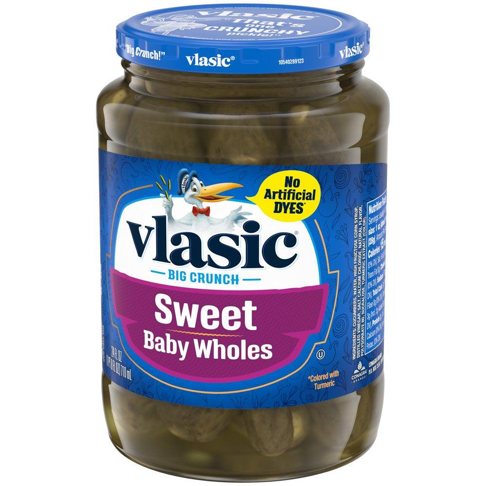 Vlasic Baby Sweet Whole Pickles, Sweet Pickles, 24 Oz Jar