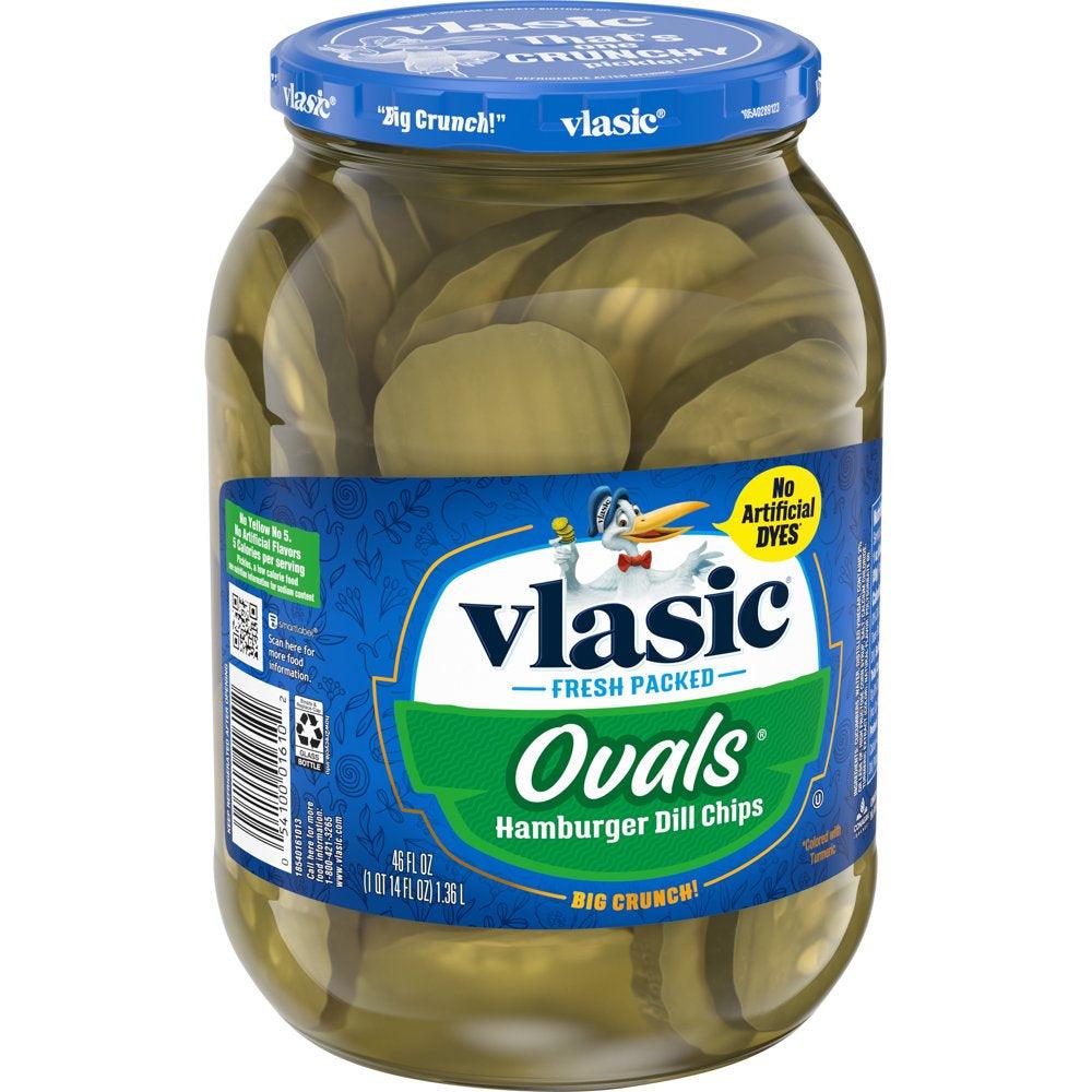 Vlasic Big Crunch Ovals, Dill Pickle Hamburger Chips, 46 Oz Jar