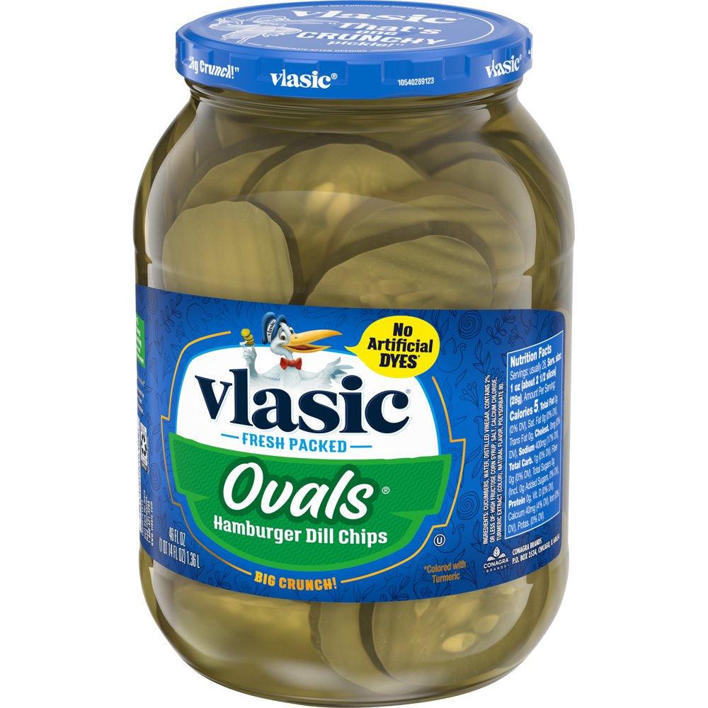 Vlasic Big Crunch Ovals, Dill Pickle Hamburger Chips, 46 Oz Jar