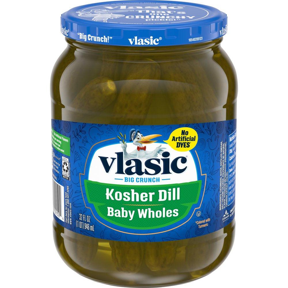 Vlasic Kosher Dill Pickles, Dill Baby Whole Pickles, 32 Oz Jar