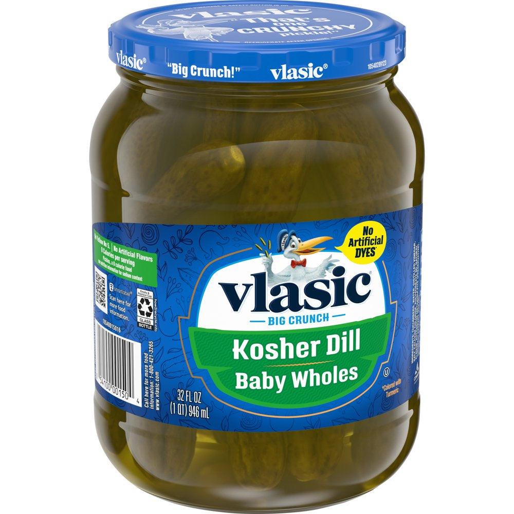 Vlasic Kosher Dill Pickles, Dill Baby Whole Pickles, 32 Oz Jar