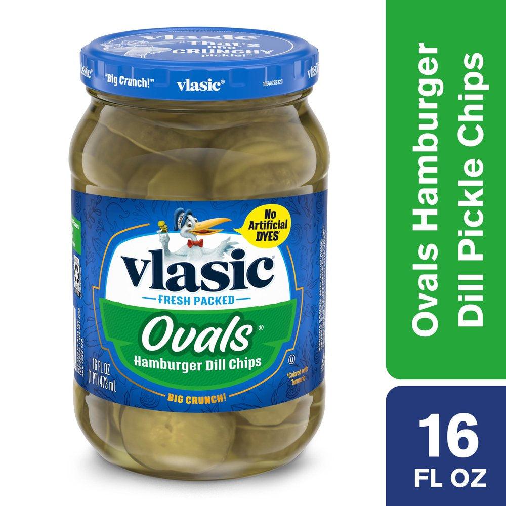 Vlasic Ovals Hamburger Pickle Chips, Dill Pickles, 16 Oz Jar