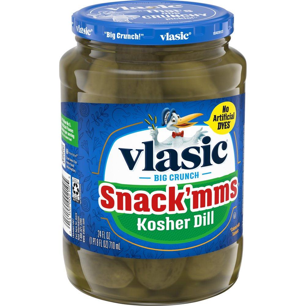 Vlasic Snack'Mms Kosher Dill Pickles, Mini Dill Pickles, 24 Oz Jar