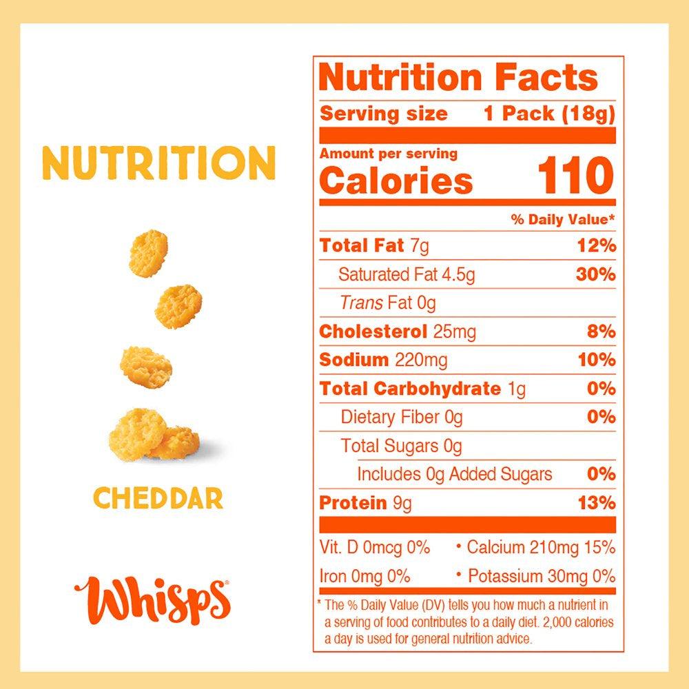 Whisps Cheddar Baked Cheese Bites, 100% Real Cheese Single-Serve Snack, 0.63 Oz, 6 Snack Packs