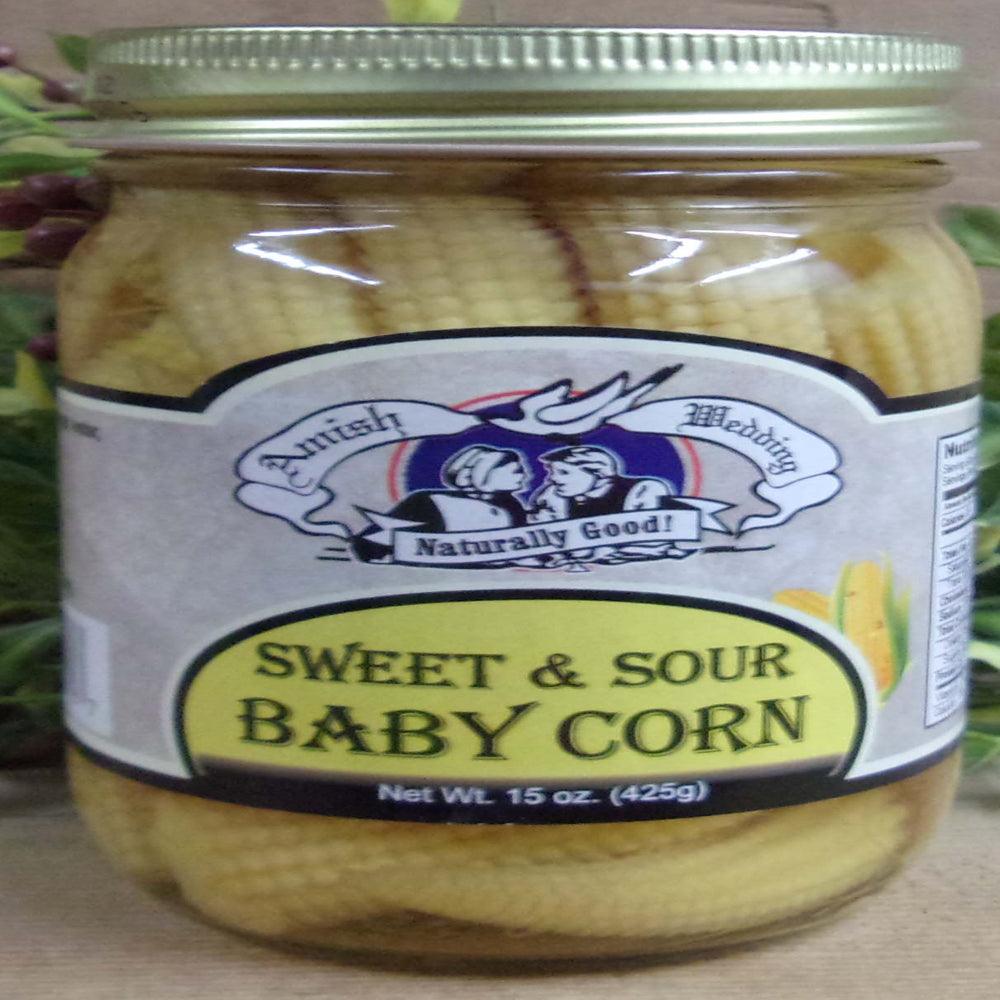 Amish Wedding Sweet &amp; Sour Baby Corn, 3-Pack 15 Oz. Jars