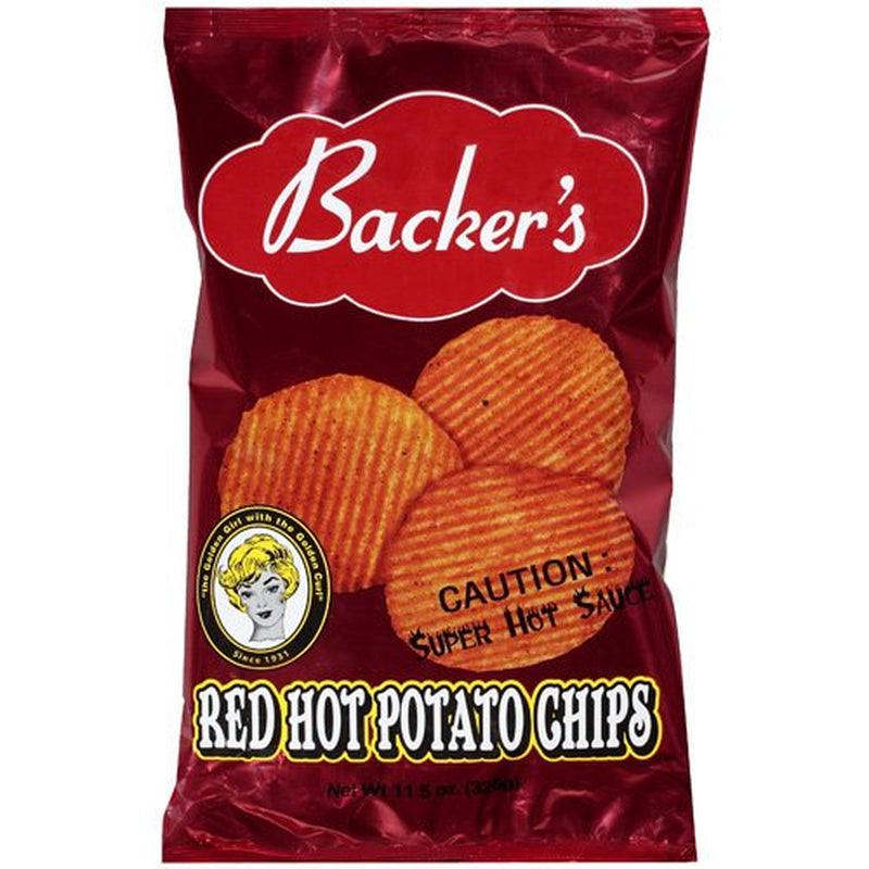 Backer&#039;S Red Hot Super Hot Sauce Potato Chips, 11.5 Oz.