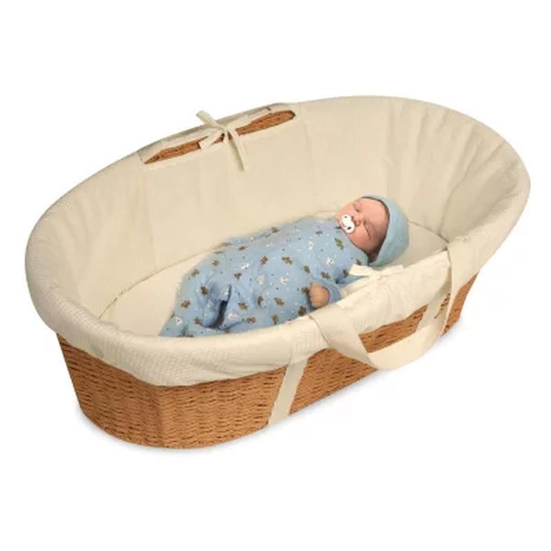 Badger Basket Wicker-Look Woven Baby Moses Basket with Bedding (Choose Your Color)