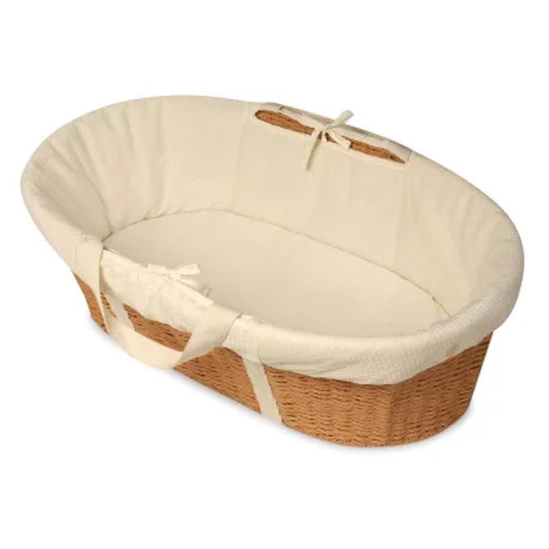 Badger Basket Wicker-Look Woven Baby Moses Basket with Bedding (Choose Your Color)