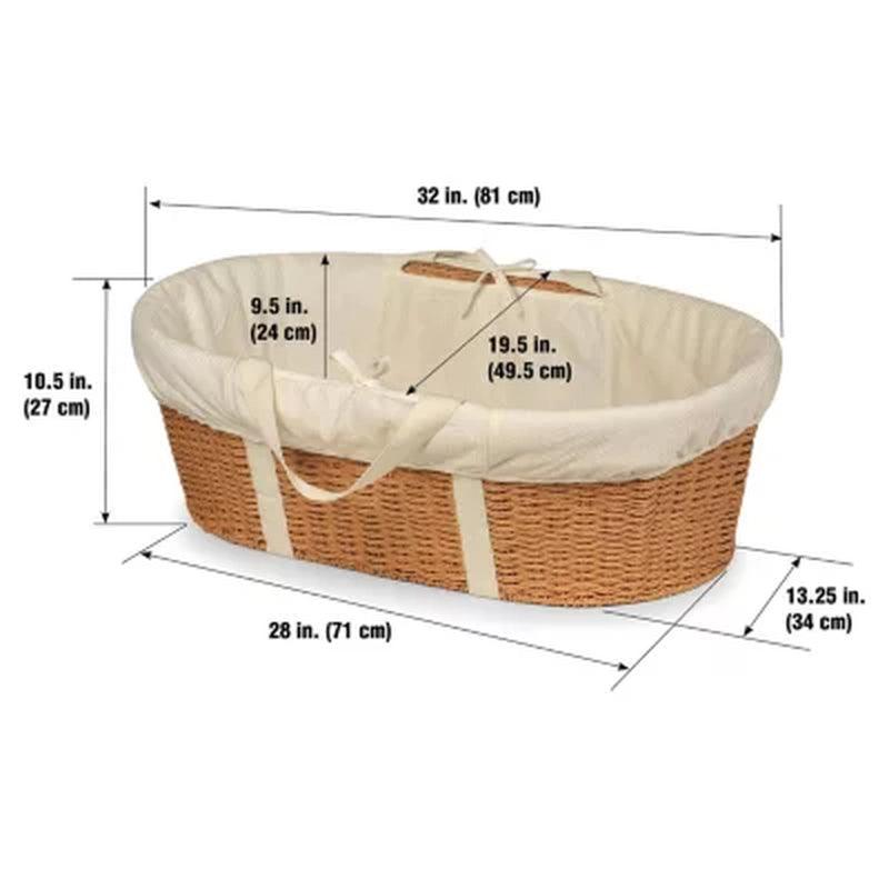 Badger Basket Wicker-Look Woven Baby Moses Basket with Bedding (Choose Your Color)