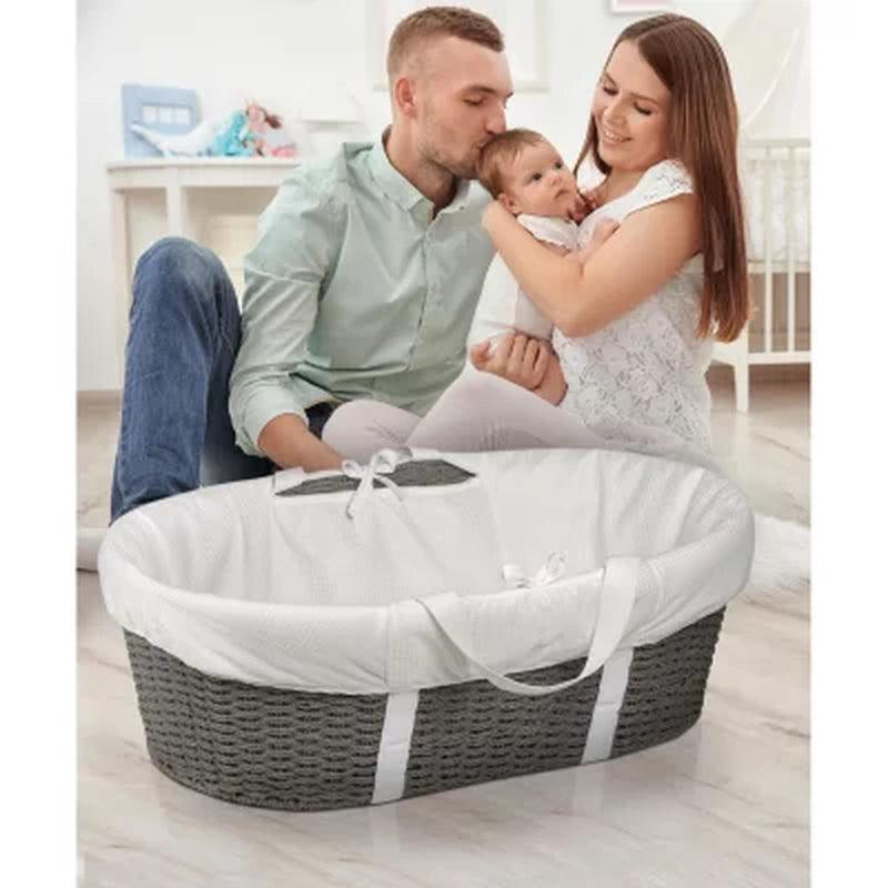 Badger Basket Wicker-Look Woven Baby Moses Basket with Bedding (Choose Your Color)