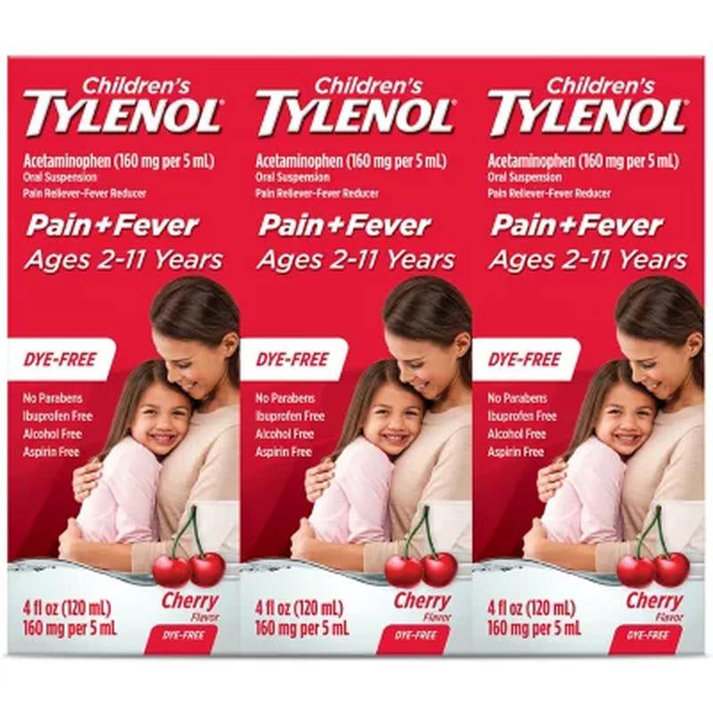 Children&#039;S Tylenol Oral Suspension, Cherry (4 Oz., 3 Pk.)