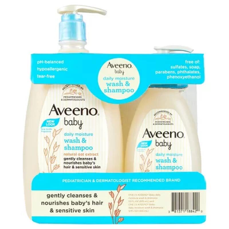 Aveeno Baby Daily Moisture Wash &amp; Shampoo (33 Fl. Oz. and 12 Fl. Oz.)