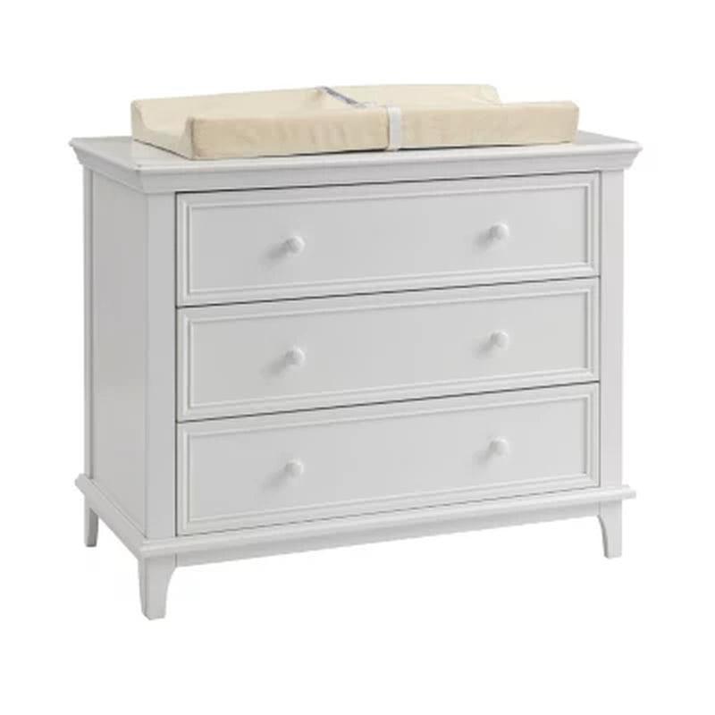 Contours 3-Drawer Transitional Dresser, White