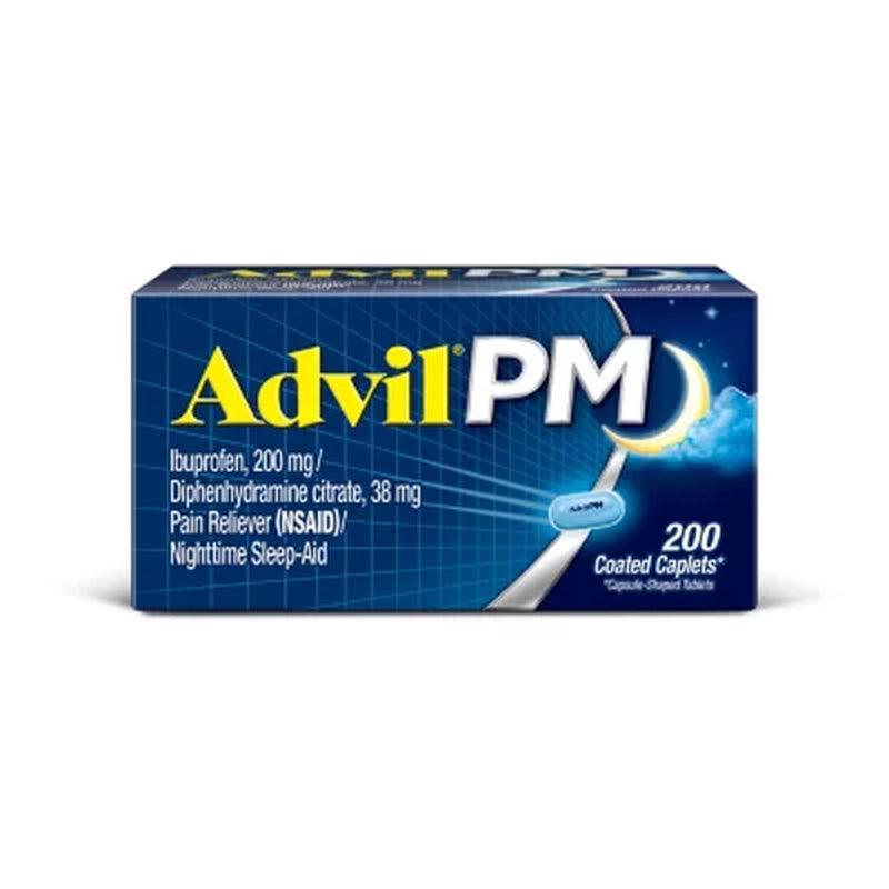 Advil PM Pain Reliever / Nighttime Sleep Aid Caplet, 200 Mg. Ibuprofen &amp; 38 Mg. Diphenhydramine (200 Ct.)