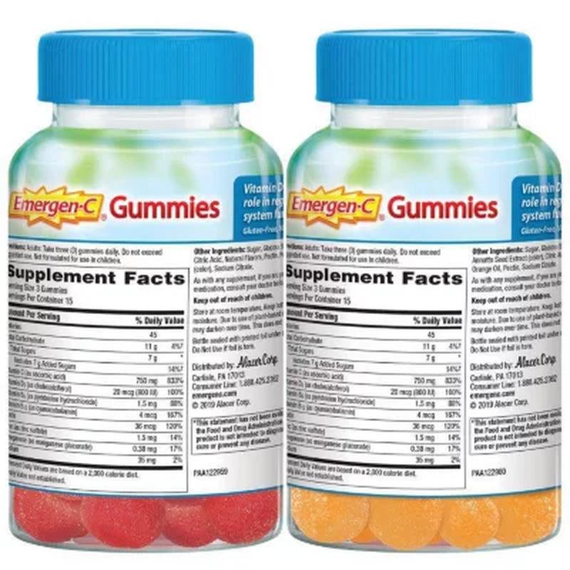 Emergen-C Immune+ Gummies with Vitamin D, Raspberry and Super Orange (2 Pk., 45 Ct./Pk.)