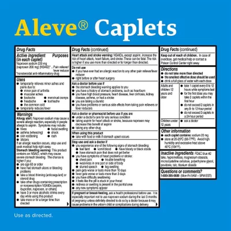 Aleve Naproxen Sodium Caplets, All Day Strong Pain Reliever (320 Ct.)