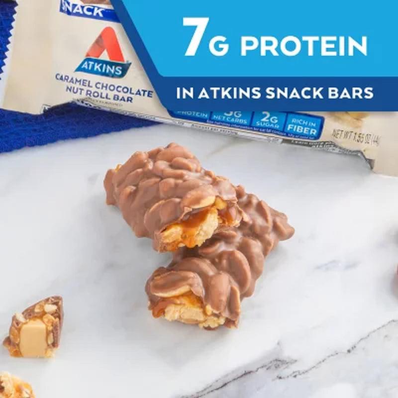 Atkins Snack Bar, Caramel Chocolate Nut Roll, Keto Friendly (20 Ct.)