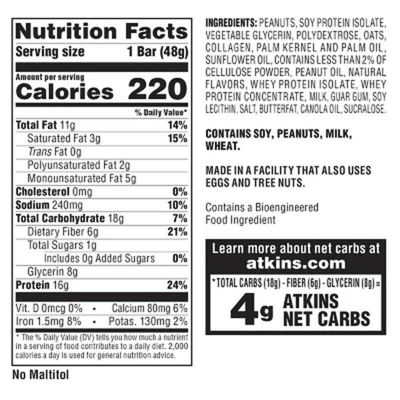 Atkins Protein-Rich Meal Bar, Peanut Butter Granola, Keto Friendly (16 Ct.)