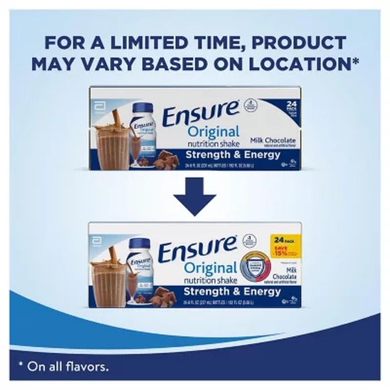 Ensure Original Nutrition Shake, Small Meal Replacement Shake, Milk Chocolate (8 Fl. Oz., 24 Ct.)