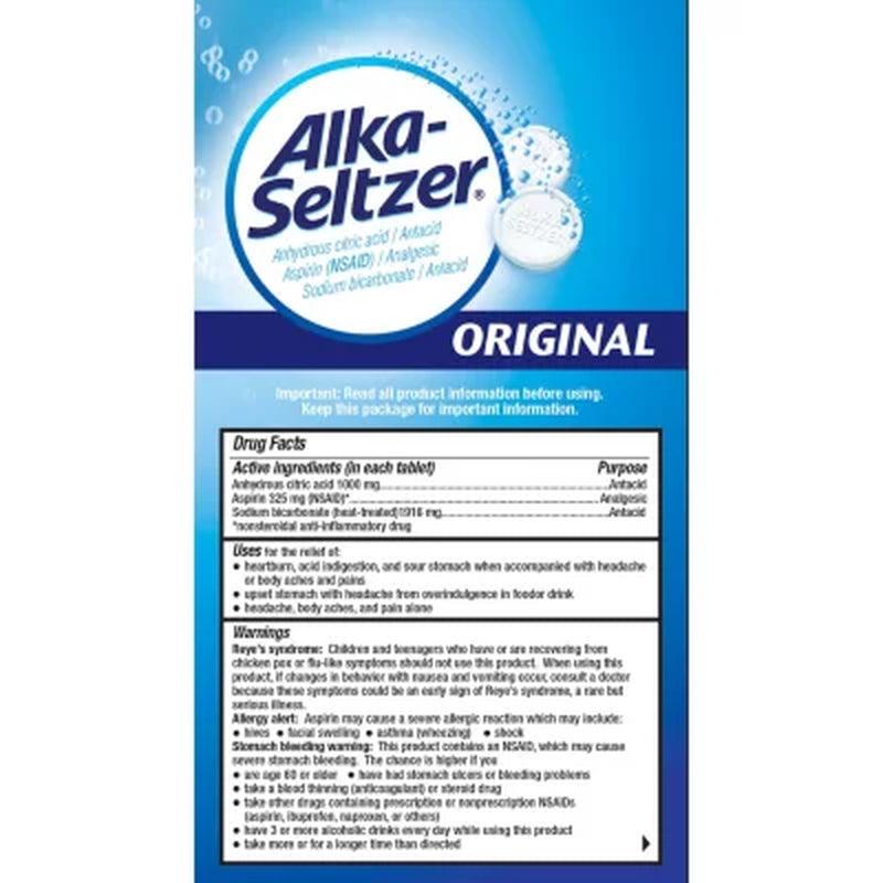 Alka-Seltzer Original Effervescent Pain Relief Tablets (30 Pouches of 2 Tablets Each)