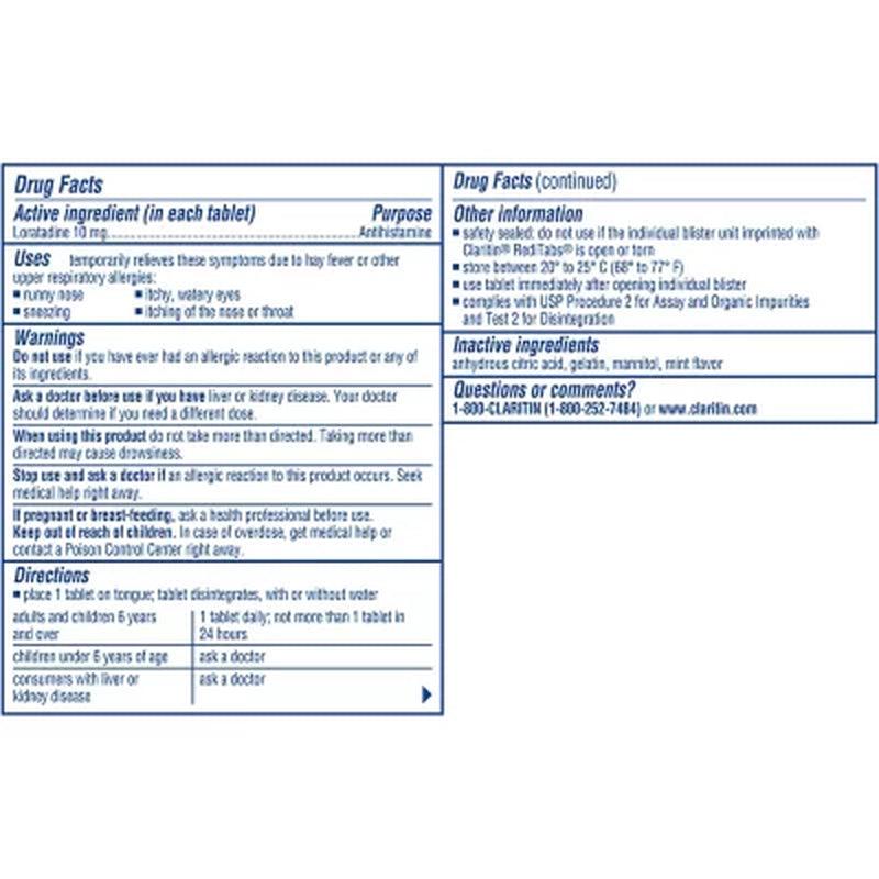 Claritin 24 Hour Non-Drowsy Allergy Medicine Reditabs (70 Ct.)