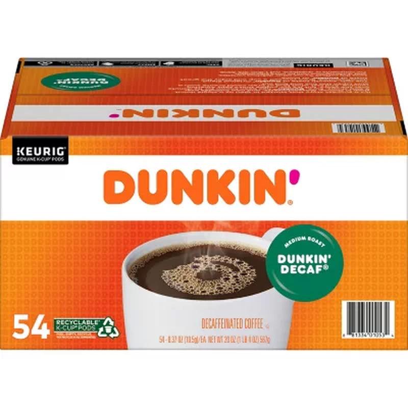 Dunkin&#039; Donuts Decaf Coffee K-Cups, Medium Roast (54 Ct.)