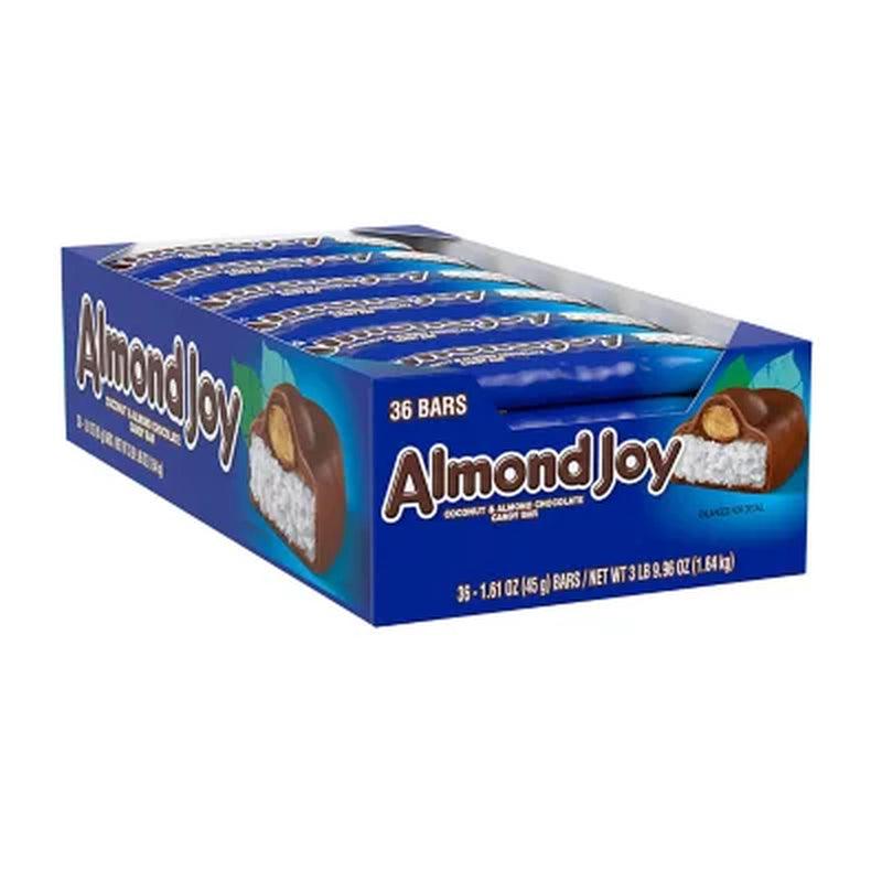 ALMOND JOY Coconut and Almond Chocolate Full Size, Bulk, Gluten Free, Individually Wrapped Candy Bars (1.61 Oz., 36 Ct.)